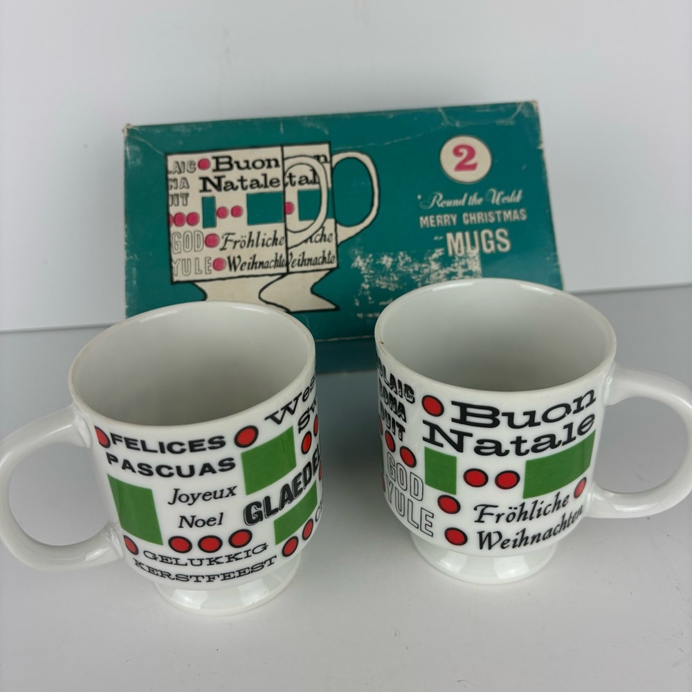 Holt Howard Vintage Christmas Around the World Mug Set-NIB